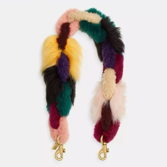 Coach Short Chain Bag Strap in Shearling Brass/Fun Multi 25”L CN066 NWT - Picture 10 of 12